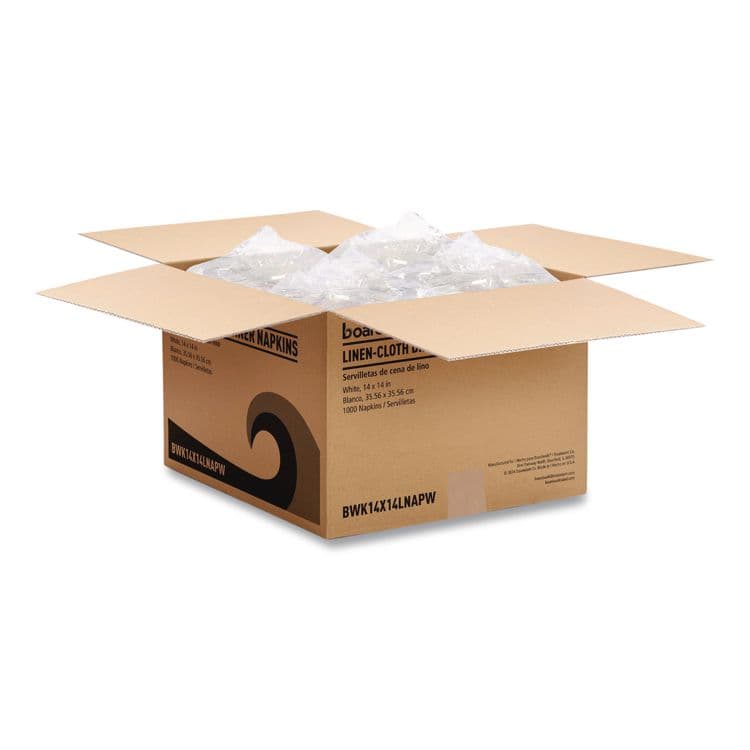 BOARDWALK Linen-Feel Flat Napkins, 1-Ply, 14 x 14, White, 1,000/Carton (BWK14X14LNAPW) thumbnail 3