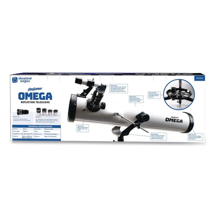 EDUCATIONAL INSIGHTS, GeoSafari Omega Reflector Telescope,, 2 Elements, 35x to 300x Magnification, 76 mm Aperture, 700 mm Focal Length, White (EII5306) thumbnail 2