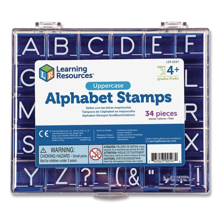 LEARNING RESOURCES Uppercase Alphabet Stamps, 1", 34 Stamps (LRNLER0597)