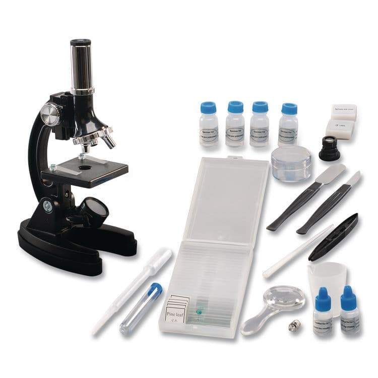 EDUCATIONAL INSIGHTS, GeoSafari Micropro Microcope Set, 50x, 100x, 150x, 300x 600x Magnification, Plain Stage, Mirror Illuminator, Black, 95 Pieces (EII5301) thumbnail 2