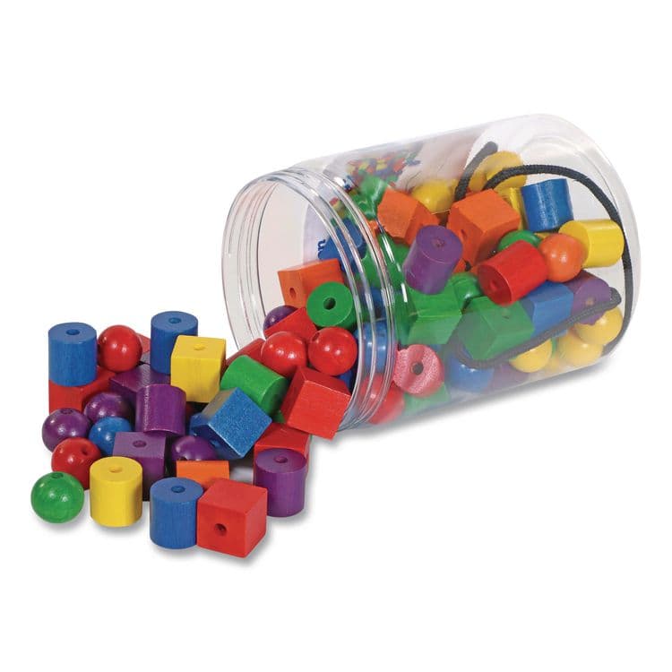 LEARNING RESOURCES Beads in a Bucket, Wood, Small, Assorted Colors, 1.4 lb Bucket (LRNLER0140) thumbnail 3