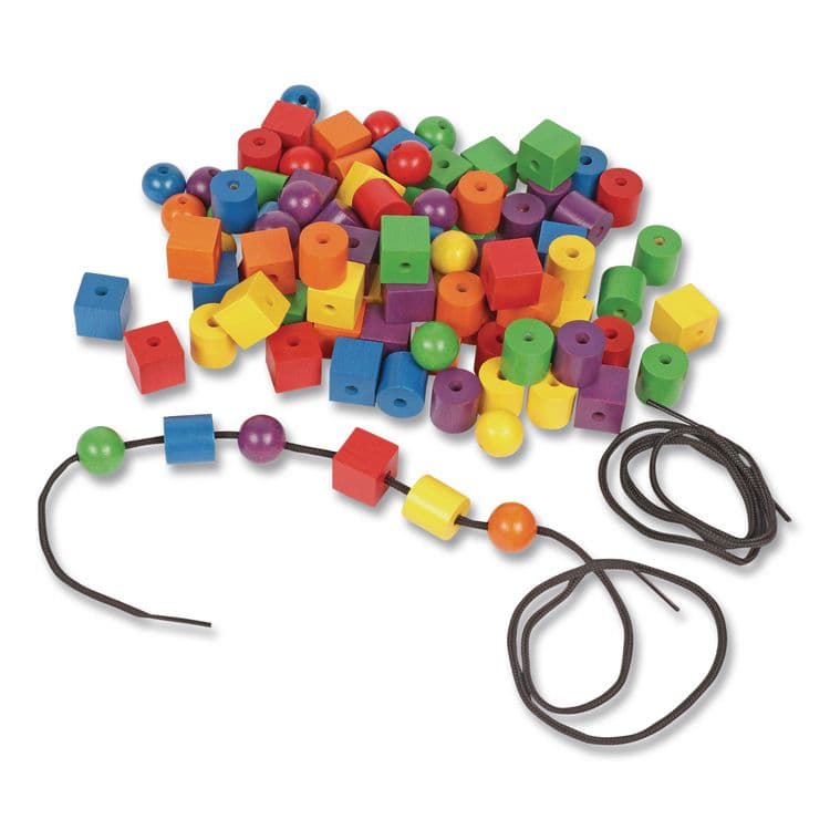 LEARNING RESOURCES Beads in a Bucket, Wood, Small, Assorted Colors, 1.4 lb Bucket (LRNLER0140) thumbnail 4