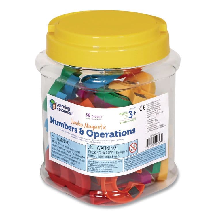 LEARNING RESOURCES Jumbo Magnetic Numbers and Operations, Assorted Colors, 36 Pieces (LRNLER0452)
