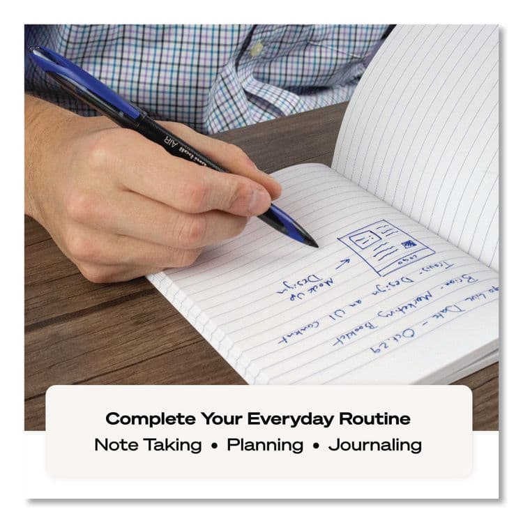 UNI AIR Porous Gel Pen, Stick, Medium 0.7 mm, Blue Ink, Black/Blue Barrel, 3/Pack (UBC1926810) thumbnail 4