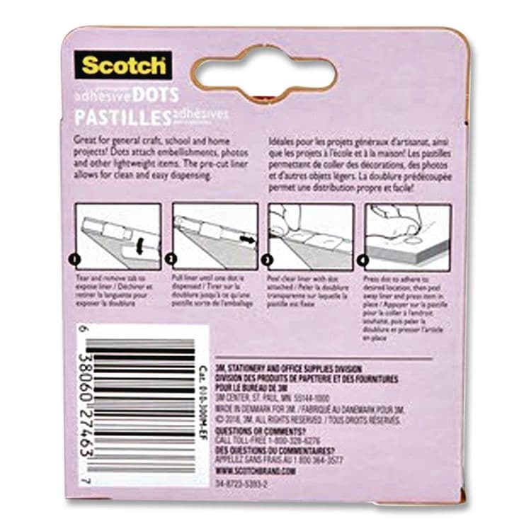 3M/COMMERCIAL TAPE DIV. Mounting Adhesive Dots, 0.3" dia, Transparent, 300/Pack (MMM70005077485) thumbnail 4