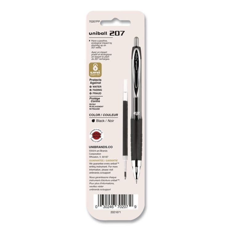 UNI Refill for Signo Gel 207 Pens, Medium 0.7 mm Conical Tip, Black Ink, 2/Pack (UBC70207PP) thumbnail 3