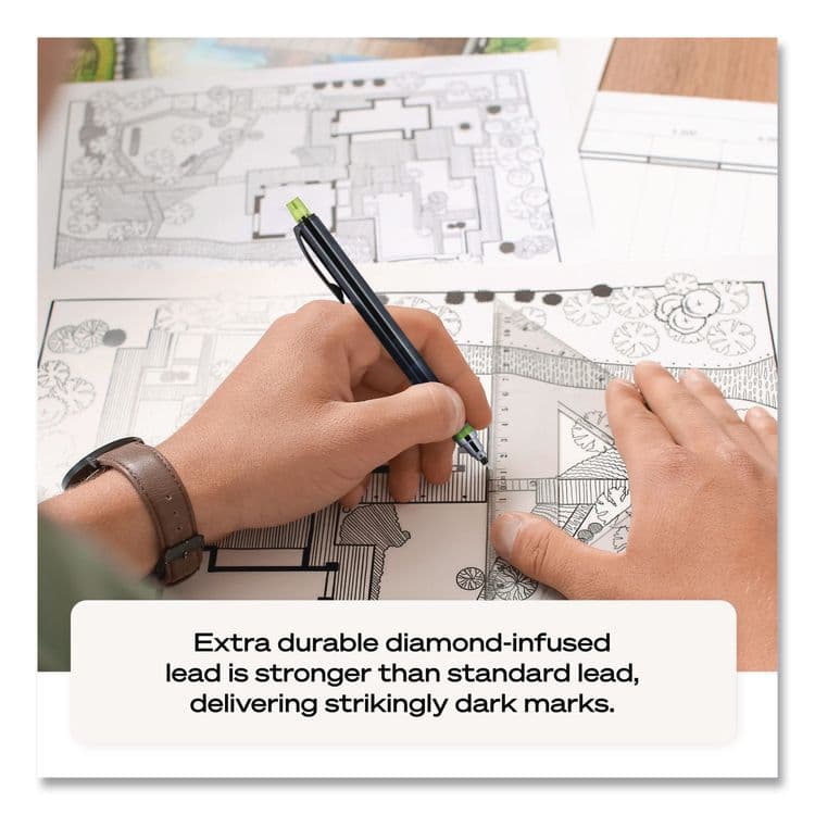 UNI KuruToga Mechanical Pencil with Tube of Lead/Erasers, 0.5 mm, HB (#2), Black Lead, Black Barrel (UBC1751934) thumbnail 4