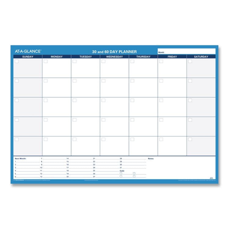 AT-A-GLANCE 30/60-Day Undated Horizontal Erasable Wall Planner, 36 x 24, White/Blue Sheets, Undated (AAGPM23328) thumbnail 2