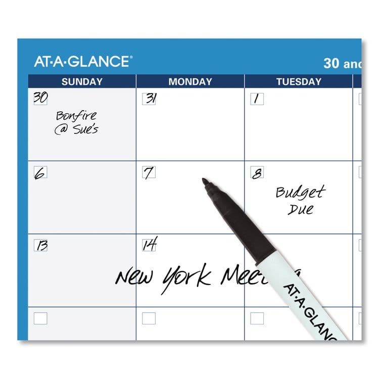 AT-A-GLANCE 30/60-Day Undated Horizontal Erasable Wall Planner, 36 x 24, White/Blue Sheets, Undated (AAGPM23328) thumbnail 3