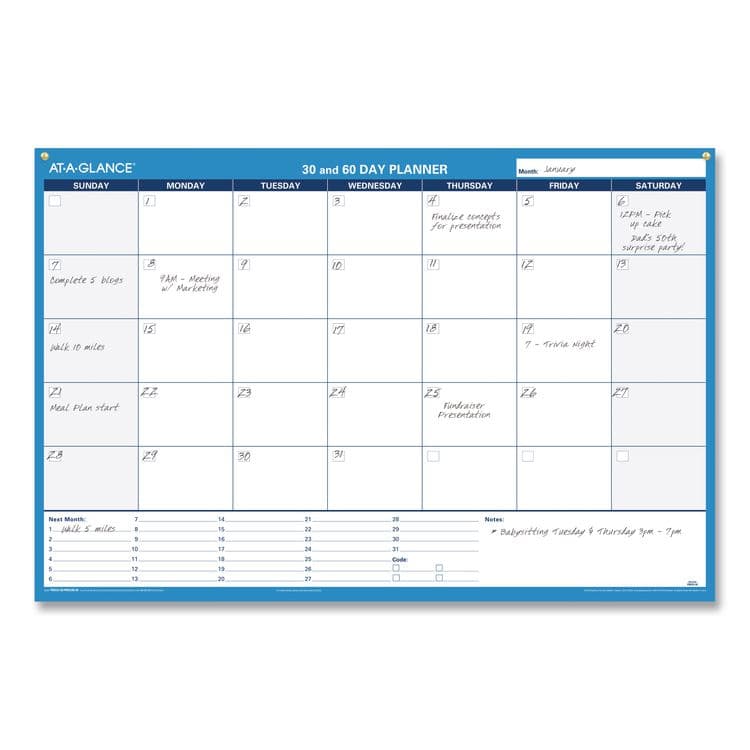 AT-A-GLANCE 30/60-Day Undated Horizontal Erasable Wall Planner, 36 x 24, White/Blue Sheets, Undated (AAGPM23328) thumbnail 4