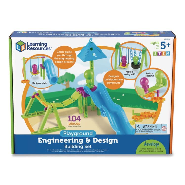 LEARNING RESOURCES Playground Engineering and Design Building Set, Grades Pre-K to 1, 104 Pieces (LRNLER2842)