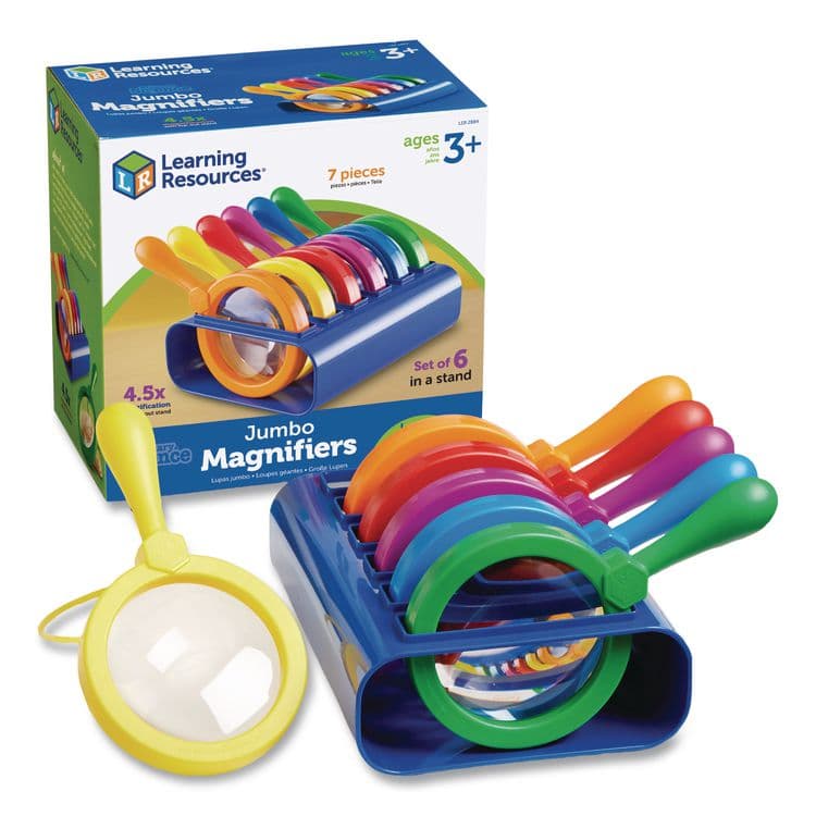 LEARNING RESOURCES Primary Science Jumbo Magnifiers with Stand, Ages 3 and Up, 4.5x, Plastic Lens, 4.5" dia, 6/Set (LRNLER2884) thumbnail 4