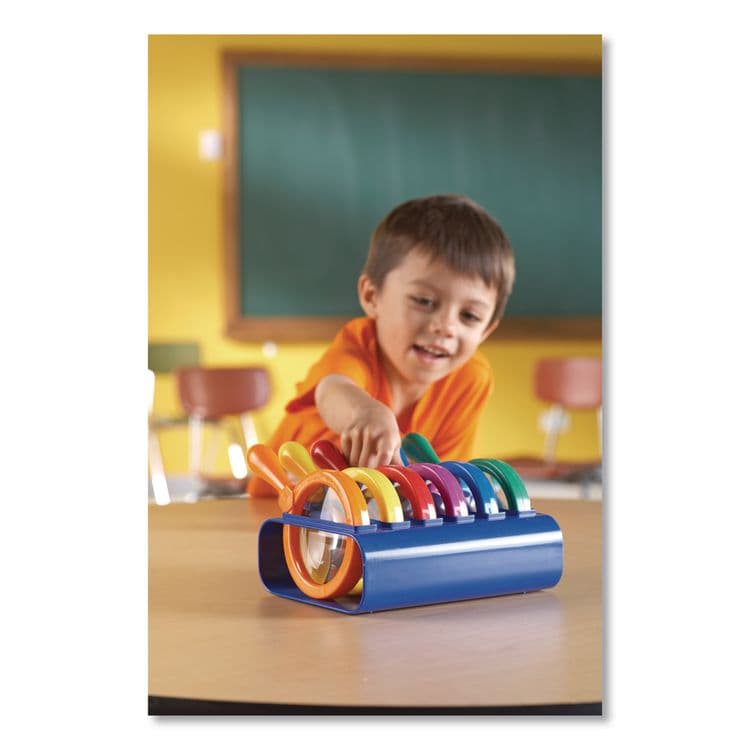 LEARNING RESOURCES Primary Science Jumbo Magnifiers with Stand, Ages 3 and Up, 4.5x, Plastic Lens, 4.5" dia, 6/Set (LRNLER2884) thumbnail 2