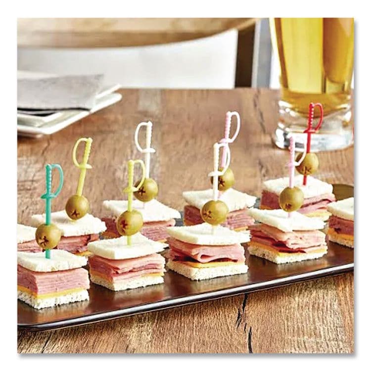 AMERCAREROYAL Sword Picks, Plastic, 3.25", Assorted Colors, 10,000/Carton (RPPRP147) thumbnail 4