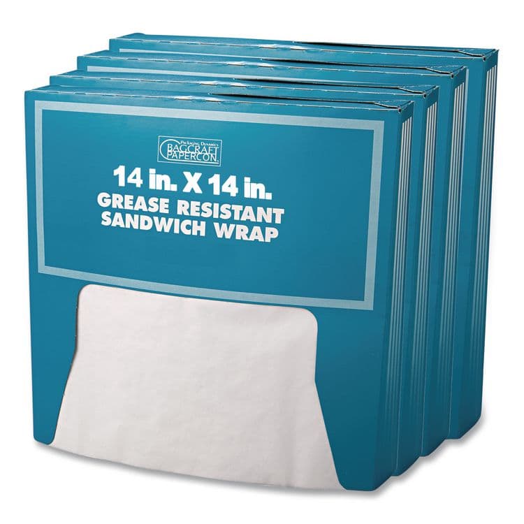 BAGCRAFT Grease-Resistant Paper Wraps and Liners, 14 x 14, White, 1,000/Box, 4 Boxes/Carton (BGC057014)
