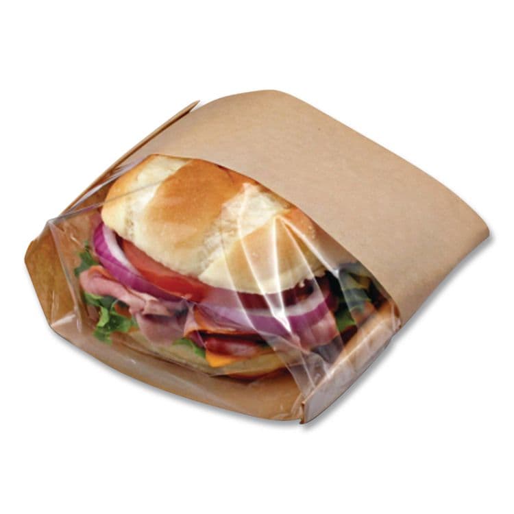 BAGCRAFT Dubl View Sandwich Bags, 9.5" x 5.75" x 2.75", Natural Brown/Clear, 500/Carton (BGC300094) thumbnail 2