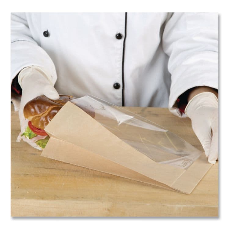 BAGCRAFT Dubl View Sandwich Bags, 9.5" x 5.75" x 2.75", Natural Brown/Clear, 500/Carton (BGC300094) thumbnail 4
