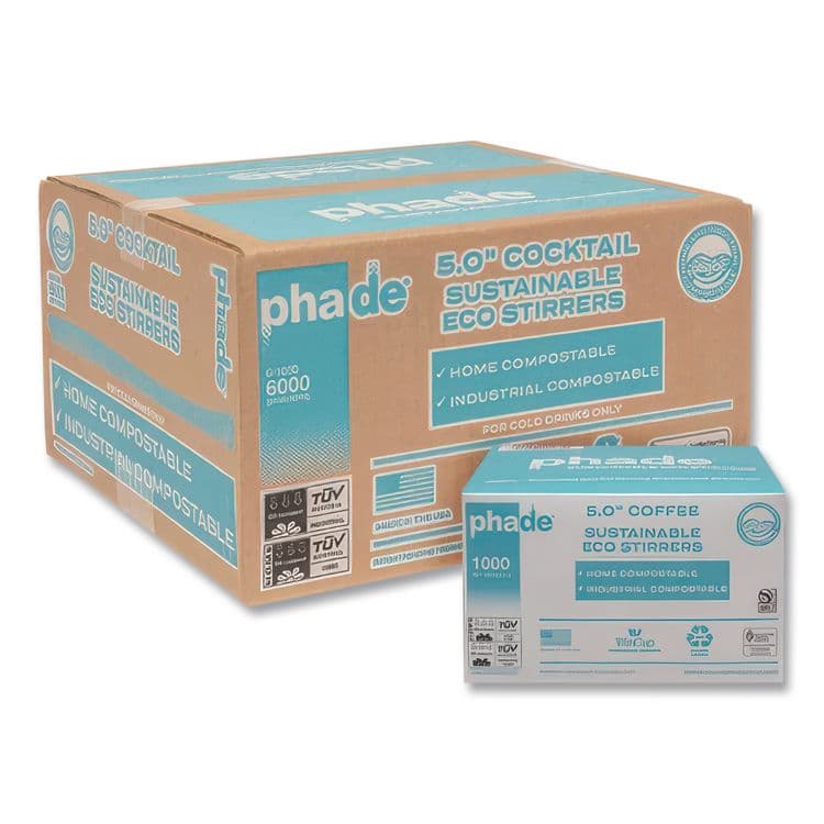 WINCUP CORPORATION Marine Biodegradable Stir Straws, 5", PHA, Ocean Blue, 1,000/BX, 6 Boxes/Carton (CAR511181) thumbnail 2