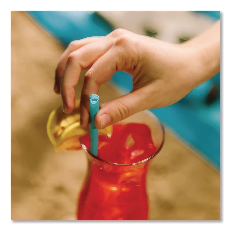 WINCUP CORPORATION Marine Biodegradable Straws, 10.25", PHA, Ocean Blue Color, Wrapped, 250/Box, 8 Boxes/Carton (CAR511179) thumbnail 4