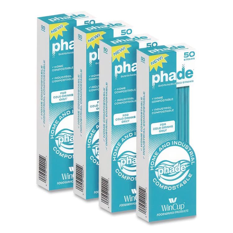 WINCUP CORPORATION Marine Biodegradable Straws, 8.5", PHA, Ocean Blue, Wrapped, 300/Box, 4 Boxes/Carton (CAR511180) thumbnail 2