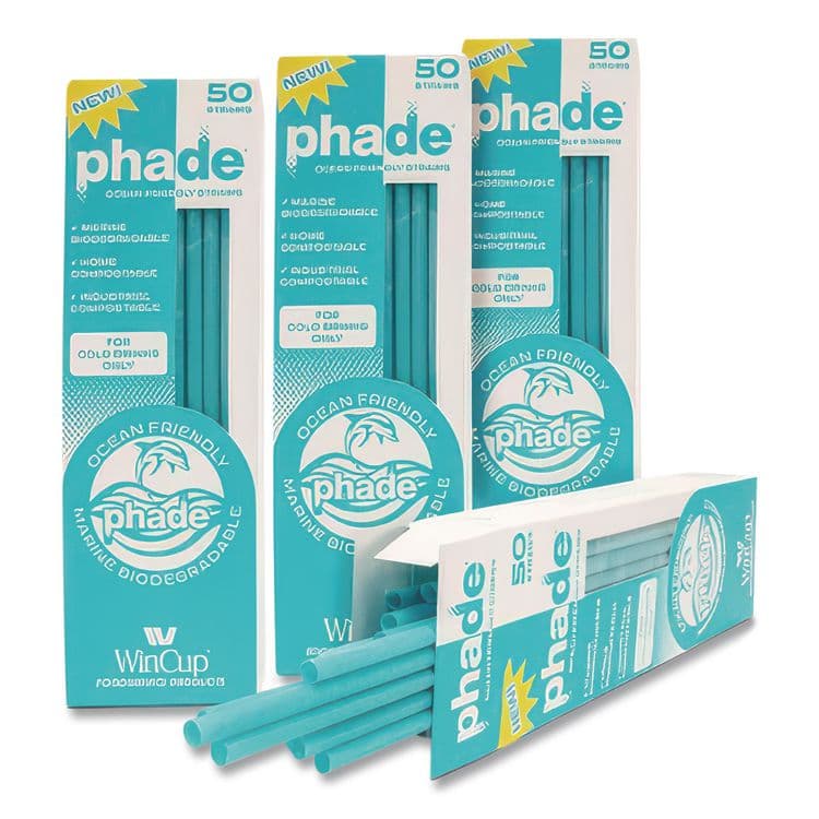 WINCUP CORPORATION Marine Biodegradable Straws, 8.5", PHA, Ocean Blue, Wrapped, 300/Box, 4 Boxes/Carton (CAR511180) thumbnail 3