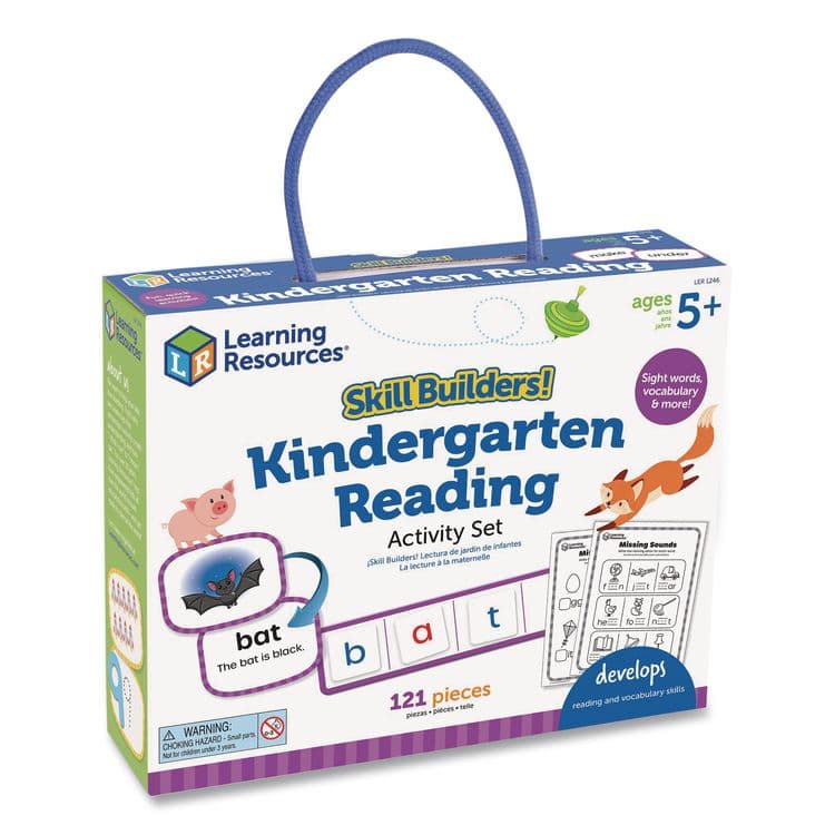 LEARNING RESOURCES Skill Builders! Kindergarten Reading Activity Set, Grades K to 1, 121 Pieces (LRNLER1246)