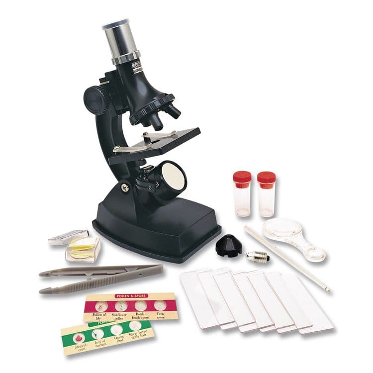 LEARNING RESOURCES Elite Microscope, 100x/300x/600x Magnification, Simple Stage, Mirror Illuminator, Black, 21 Pieces (LRNLER2344) thumbnail 3