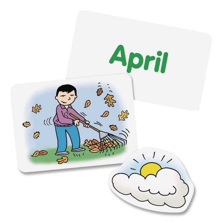 LEARNING RESOURCES Calendar and Weather Pocket Chart, 46 Pockets, 14.7 x 32.2, Blue, 136 Cards (LRNLER2418) thumbnail 3