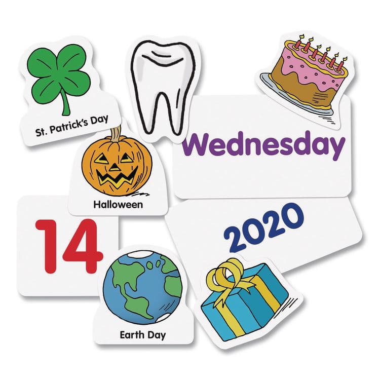 LEARNING RESOURCES Calendar and Weather Pocket Chart, 46 Pockets, 14.7 x 32.2, Blue, 136 Cards (LRNLER2418) thumbnail 2