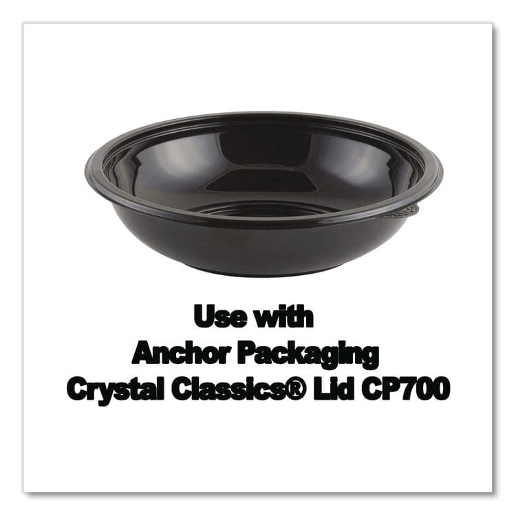 ANCHOR PACKAGING Crystal Classics Bowl, 32 oz, 8.5" Diameter x 2.14" h, Black, Plastic, 300/Carton (ANZ4548432) thumbnail 3