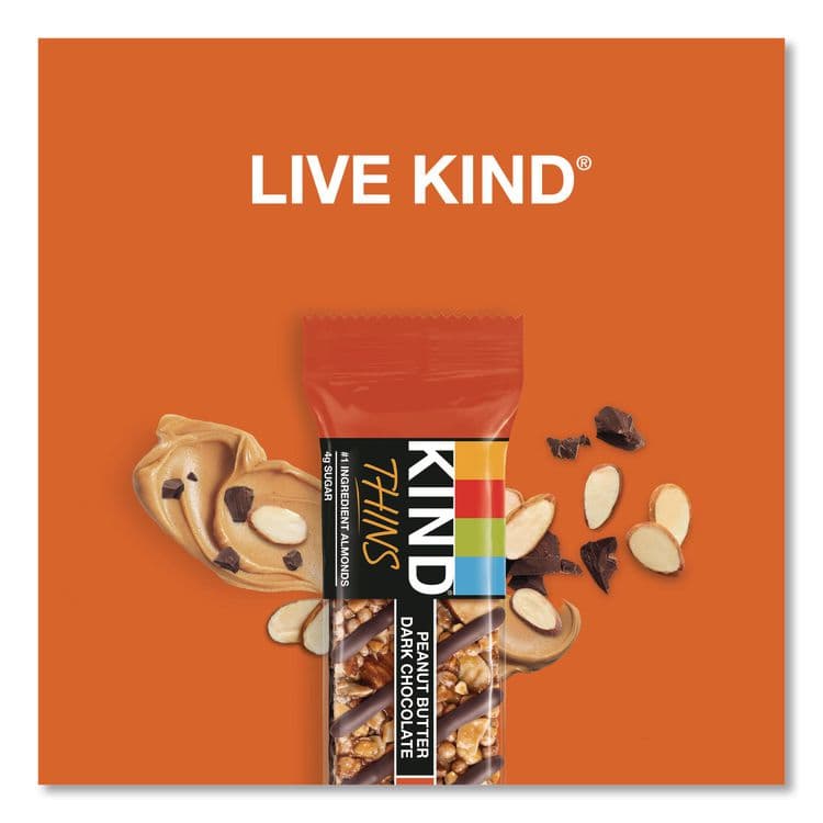 KIND LLC Thins Peanut Butter Dark Chocolate and Dark Chocolate Cherry Cashew Variety Pack, 0.74 oz Bar, 20/Box (KND41891) thumbnail 2