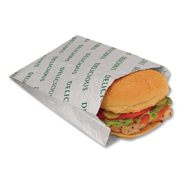 BAGCRAFT Foil/Paper/Honeycomb Insulated Bag, Delicious Labeling, 8" x 2" x 6", White, 1,000/Carton (BGC300519) thumbnail 2