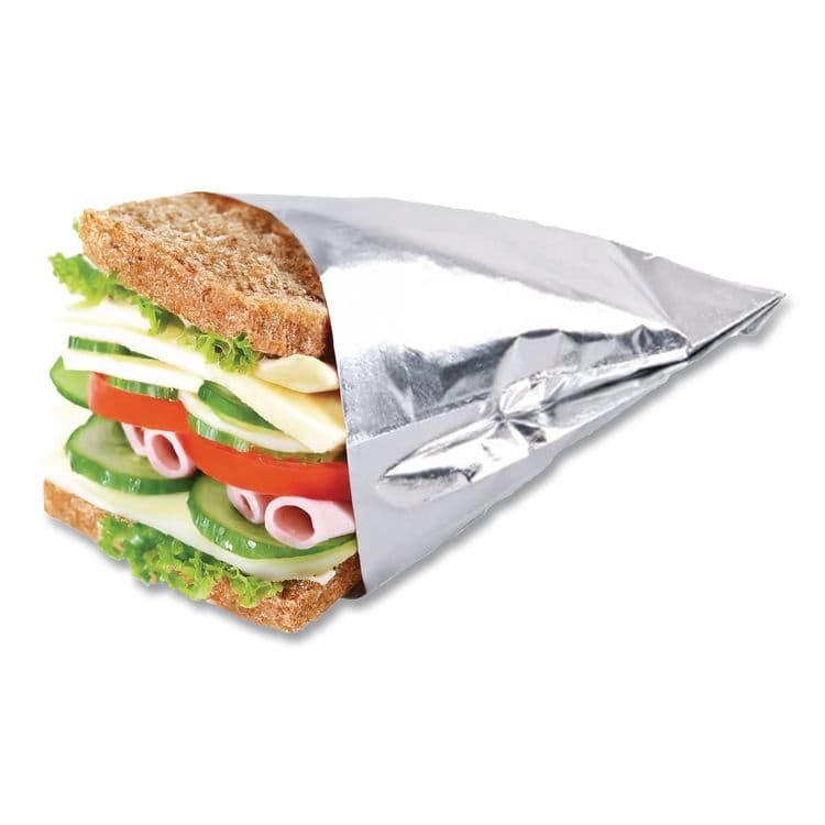 BAGCRAFT Foil Single-Serve Bags, Unlabeled Burger, 6" x 0.75" x 6.5", Silver, 1,000/Carton (BGC300533) thumbnail 4