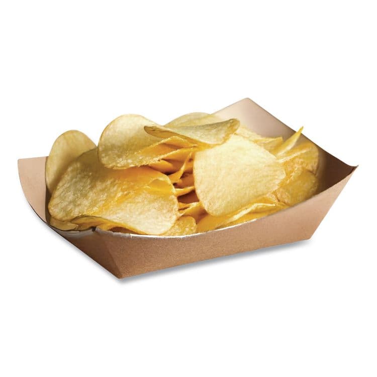 BAGCRAFT EcoCraft Food Trays, 2 lb Capacity, 6.5 x 1.63 x 1.63, Natural, Paper, 1,000/Carton (BGC300697) thumbnail 3