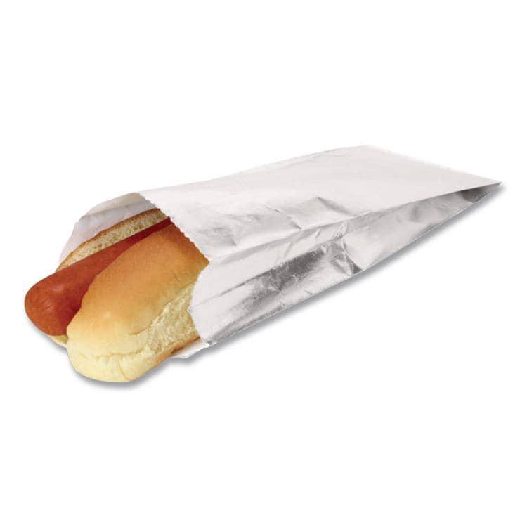 BAGCRAFT Foil Single-Serve Bags, Unlabeled Hot Dog, 3.5" x 1.5" x 8.5", Silver, 1,000/Carton (BGC300456) thumbnail 2
