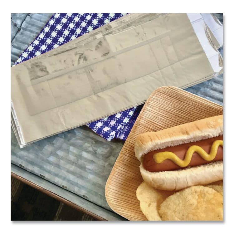 BAGCRAFT Foil Single-Serve Bags, Unlabeled Hot Dog, 3.5" x 1.5" x 8.5", Silver, 1,000/Carton (BGC300456) thumbnail 3