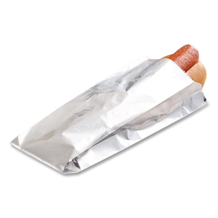 BAGCRAFT Foil Single-Serve Bags, Unlabeled Hot Dog, 3.5" x 1.5" x 8.5", Silver, 1,000/Carton (BGC300456) thumbnail 4