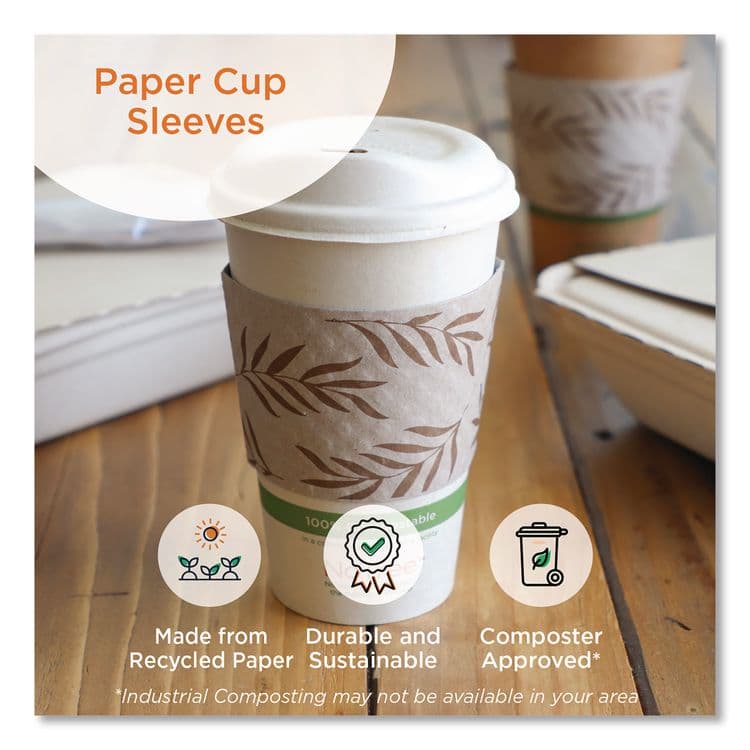 WORLD CENTRIC Hot Cup Sleeves, Fits 10, 12, 16, 20 oz Cups, Natural, 1,000/Carton (WORSLPALG) thumbnail 3