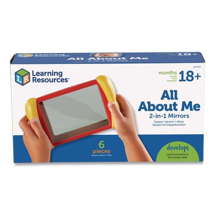 LEARNING RESOURCES All About Me 2-in-1 Mirrors, Ages 18 Months and Up, Assorted Colors, 6 Pieces (LRNLER3371)