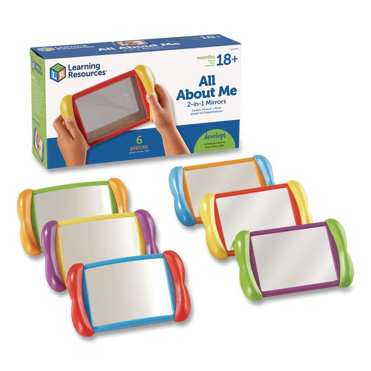 LEARNING RESOURCES All About Me 2-in-1 Mirrors, Ages 18 Months and Up, Assorted Colors, 6 Pieces (LRNLER3371) thumbnail 2