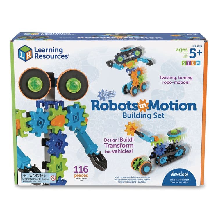 LEARNING RESOURCES Gears! Gears! Gears! Robots in Motion Building Set, Grades K to 5, 116 Pieces (LRNLER9228)