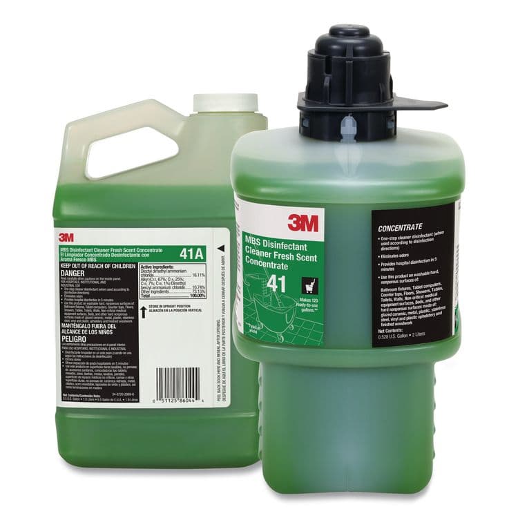 3M/COMMERCIAL TAPE DIV. MBS Disinfectant Cleaner Concentrate, 0.5 gal Bottle, Fresh Scent, 4/Carton (MMM41A) thumbnail 3