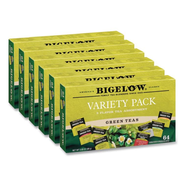 BIGELOW TEA CO. Green Tea Assortment, Tea Bags, 64/Box, 6 Boxes/Carton (BTC30568CT)