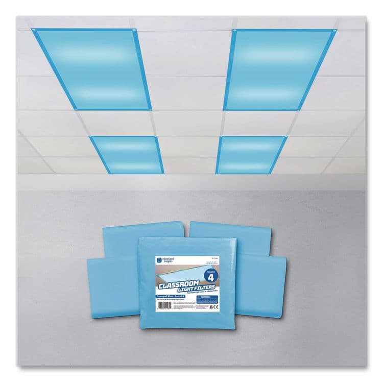 EDUCATIONAL INSIGHTS, Fluorescent Light Filter Covers, Rectangular, 2 ft x 4 ft, Tranquil Blue, 4 Covers (EII1230) thumbnail 2