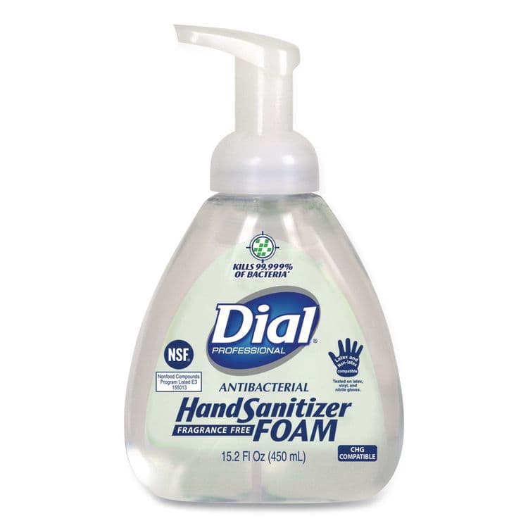 DIAL PROFESSIONAL Antibacterial Foam Hand Sanitizer, 15.2 oz Pump Bottle, Fragrance-Free, 4/Carton (DIA06040) thumbnail 2
