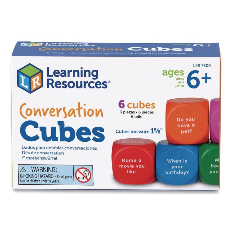 LEARNING RESOURCES Conversation Cubes, Ages 6 and Up, Assorted Colors, 6 Pieces (LRNLER7300)