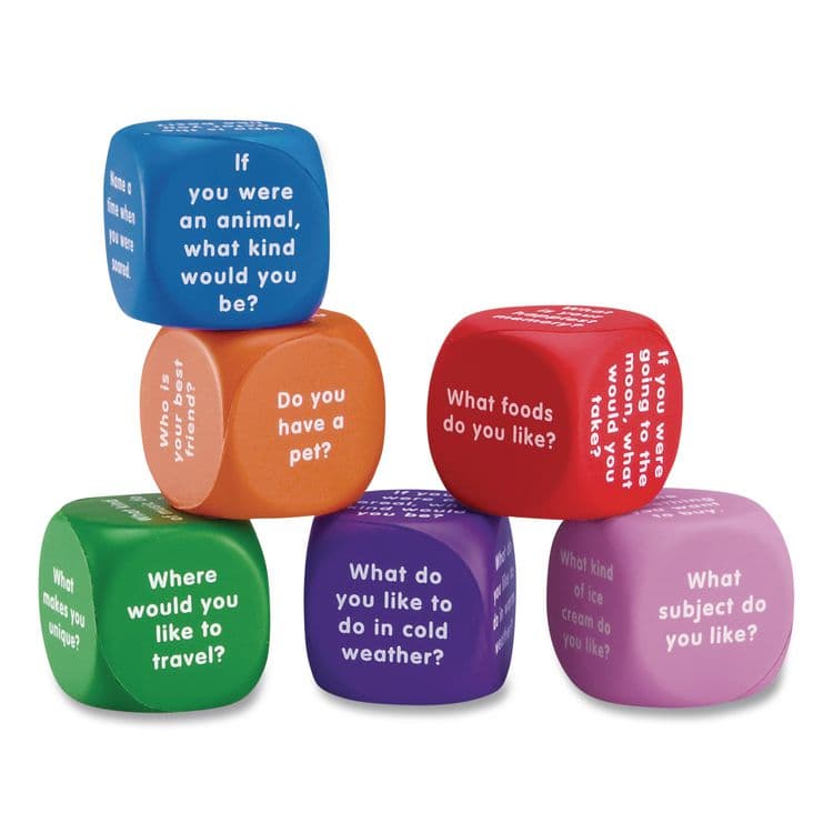 LEARNING RESOURCES Conversation Cubes, Ages 6 and Up, Assorted Colors, 6 Pieces (LRNLER7300) thumbnail 3