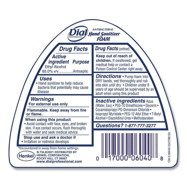 DIAL PROFESSIONAL Antibacterial Foam Hand Sanitizer, 15.2 oz Pump Bottle, Fragrance-Free (DIA06040EA) thumbnail 2