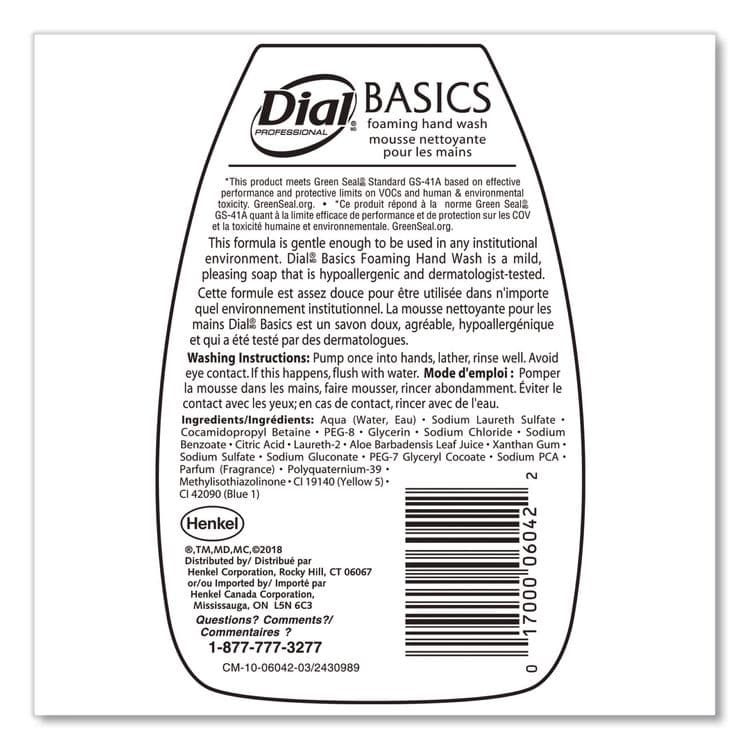 DIAL PROFESSIONAL Basics Hypoallergenic Foaming Hand Wash, Honeysuckle Scent, 7.5 oz (DIA06042) thumbnail 2