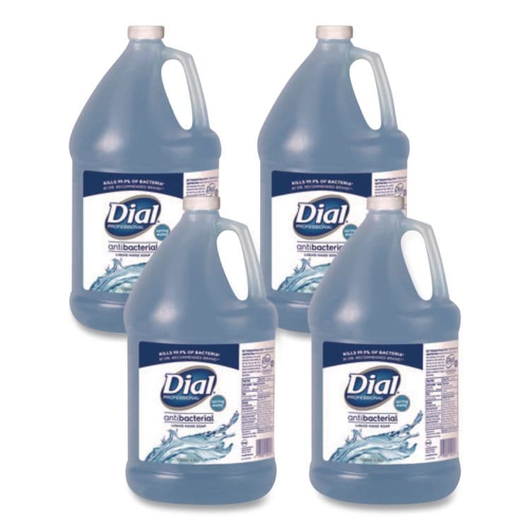DIAL PROFESSIONAL Antibacterial Liquid Hand Soap, Spring Water Scent, 1 gal, 4/Carton (DIA15926)